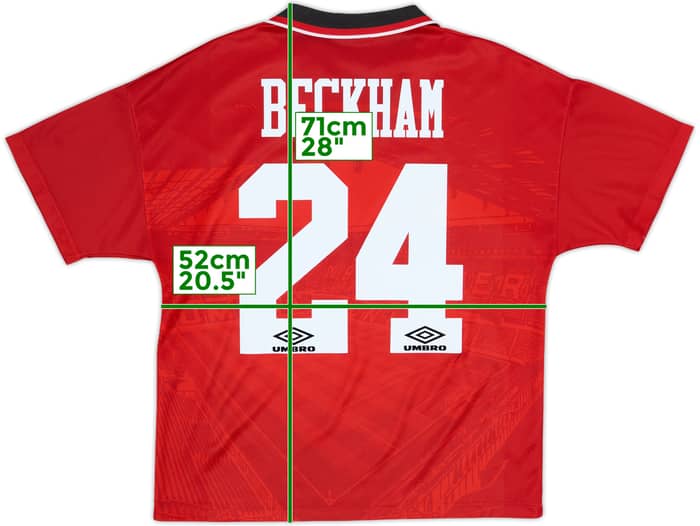 1994-96 Manchester United Home Shirt Beckham #24 - 9/10 - (M)