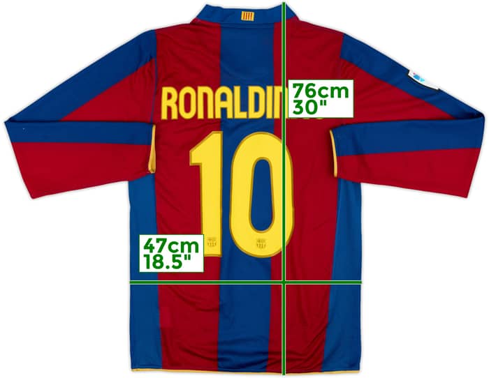 2007-08 Barcelona Home L/S Shirt Ronaldinho #10 - 6/10 - (S)