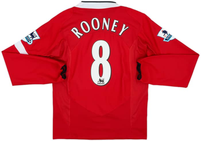 2004-06 Manchester United Home L/S Shirt Rooney #8 - 8/10 - (S)