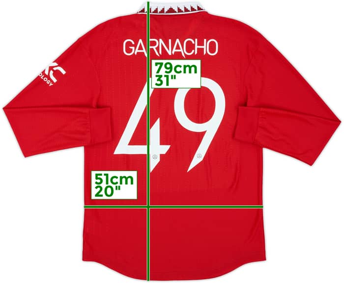 2022-23 Manchester United Authentic Home L/S Shirt Garnacho #49 (M)