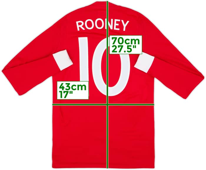2010-11 England Away L/S Shirt Rooney #10 - 8/10 - (XS)