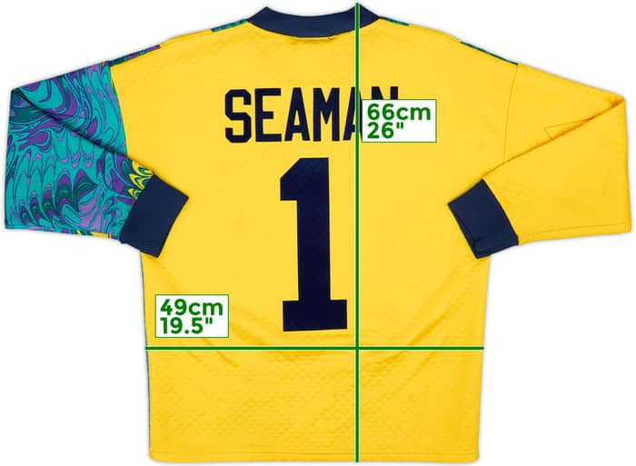 1995-96 England GK Shirt Seaman #1 - 8/10 - (Y)