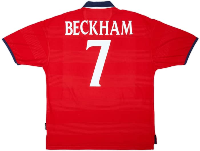 1999-01 England Away Shirt Beckham #7 - 6/10 - (L)