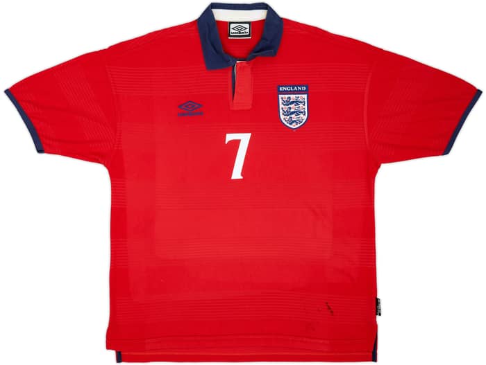 1999-01 England Away Shirt Beckham #7 - 6/10 - (L)