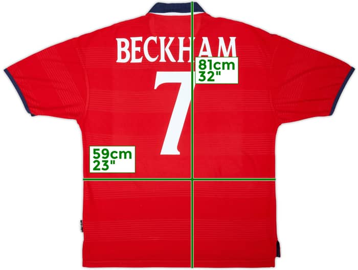 1999-01 England Away Shirt Beckham #7 - 6/10 - (L)