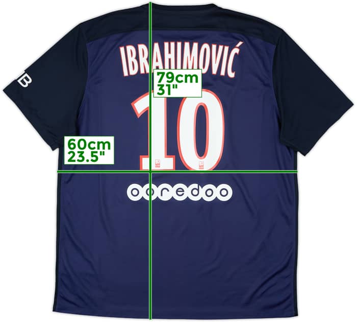 2015-16 Paris Saint-Germain Home Shirt Ibrahimovic #10 - 7/10 - (XL)