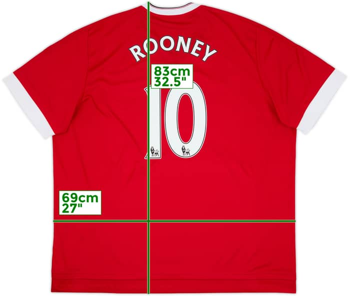 2015-16 Manchester United Home Shirt Rooney #10 - 8/10 - (3XL)