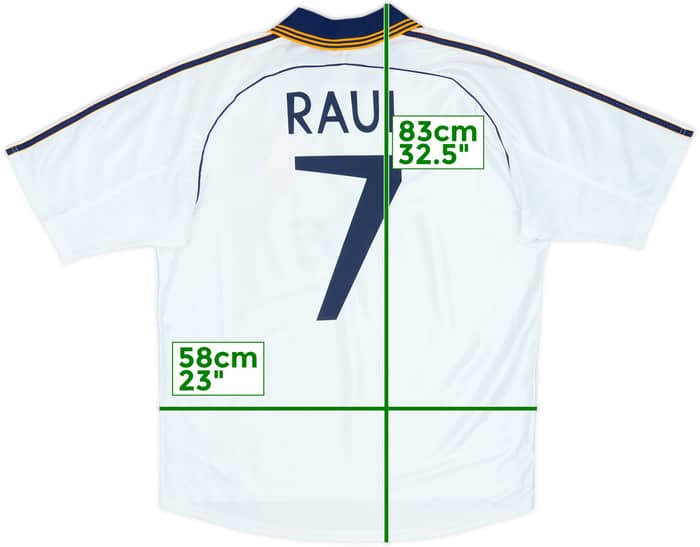 1998-00 Real Madrid Home Shirt Raul #7 - 9/10 - (L)