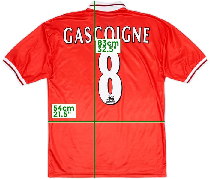 1998-99 Middlesbrough Home Shirt Gascoigne #8 - 6/10 - (L)
