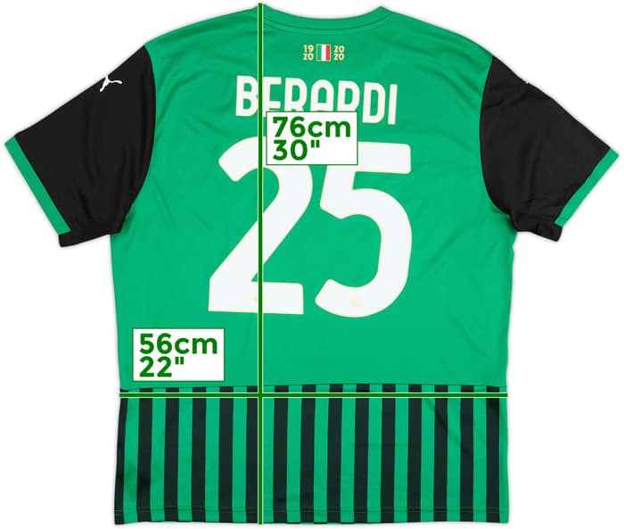 2020-21 Sassuolo Home Shirt Berardi #25 - 8/10 - (XL)