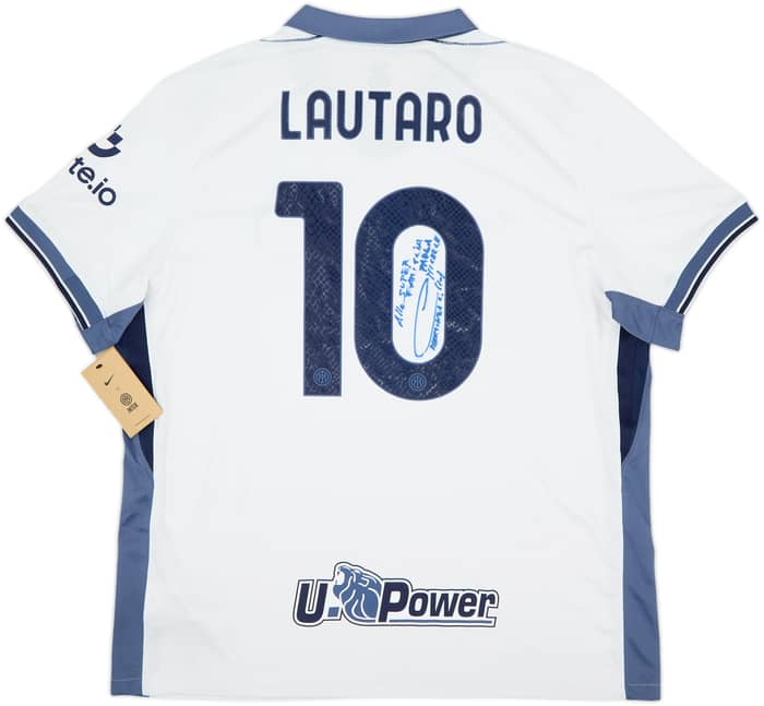 Camiseta de visitante del Inter Milan 2024-25 autografiada Lautaro #10 (XXL)