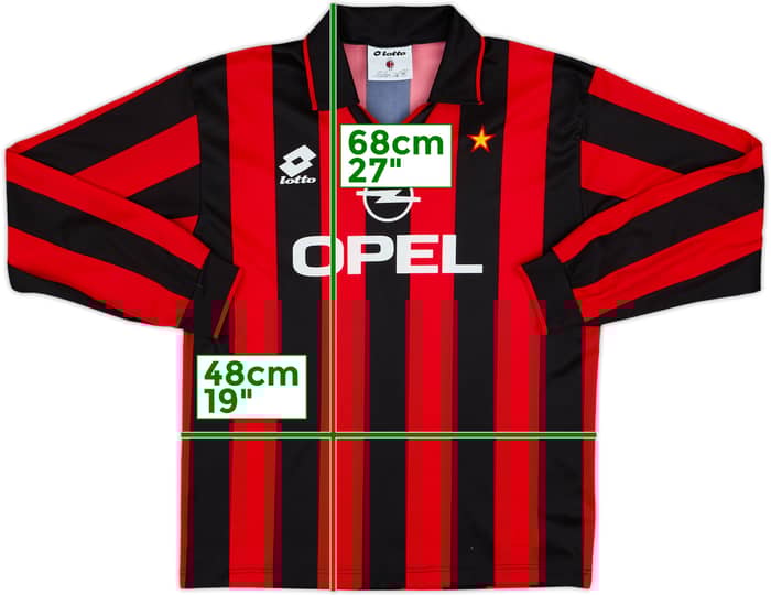 1994-95 AC Milan Home L/S Shirt - 5/10 - (XL.Boys)