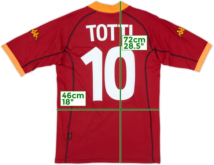 2001-02 Roma Home Shirt Totti #10 - 7/10 - (XL)