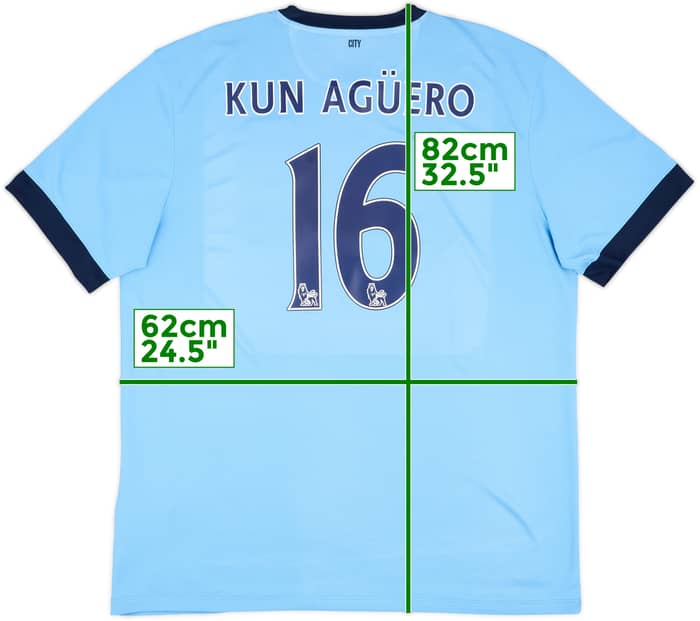 2014-15 Manchester City Home Shirt Kun Aguero #16 - 6/10 - (XXL)