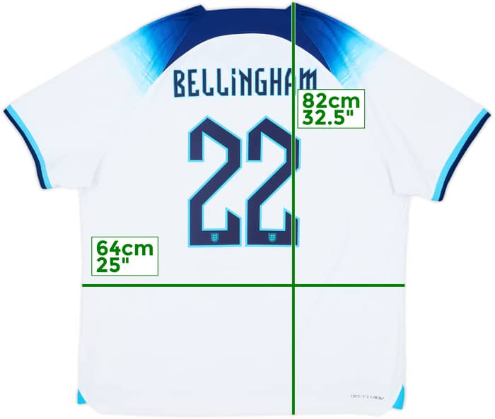 2022-23 England Authentic Home Shirt Bellingham #22 - 10/10 - (XXL)