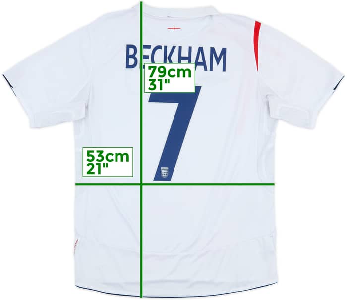 2005-07 England Home Shirt Beckham #7 - 5/10 - (L)