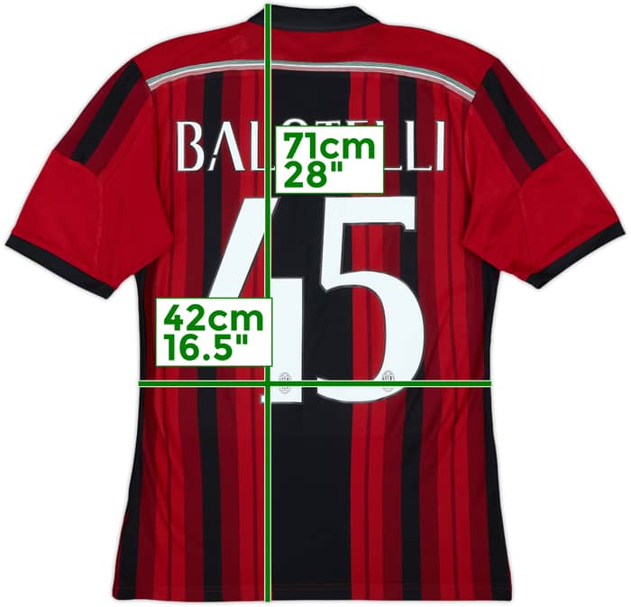 2014-15 AC Milan Home Shirt Balotelli #45 - 6/10 - (S)