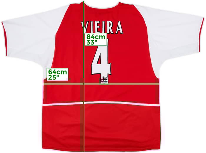 2002-04 Arsenal Home Shirt Viera #4 - 8/10 - (XXL)