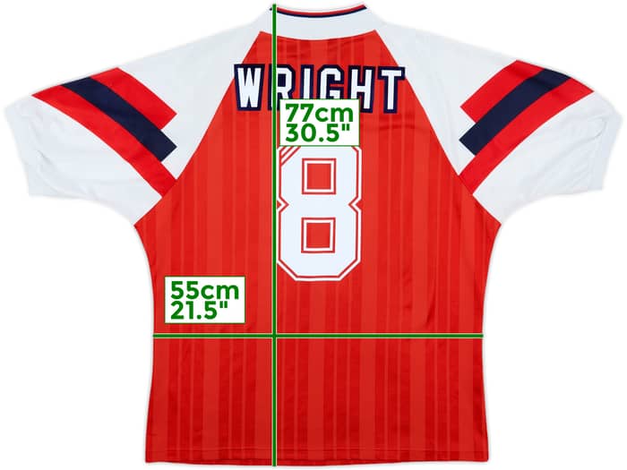 1992-94 Arsenal Home Shirt Wright #8 - 7/10 - (L/XL)