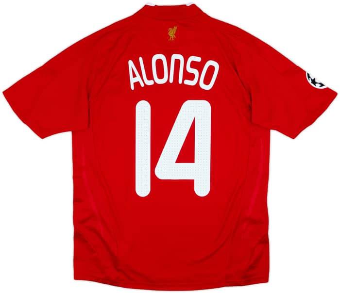 2008-10 Liverpool Home Shirt Alonso #14 - 8/10 - (XL.Boys)