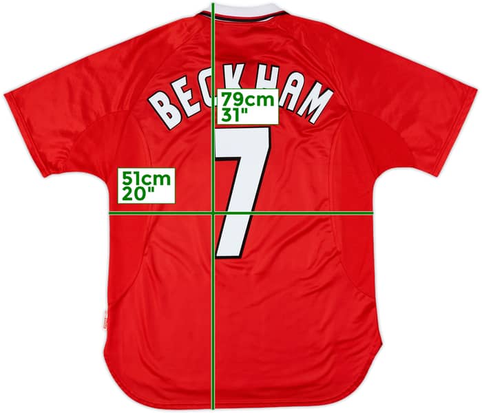 1997-00 Manchester United CL Shirt Beckham #7 - 8/10 - (M)