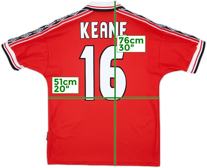 1998-00 Manchester United Home Shirt Keane #16 - 8/10 - (M)