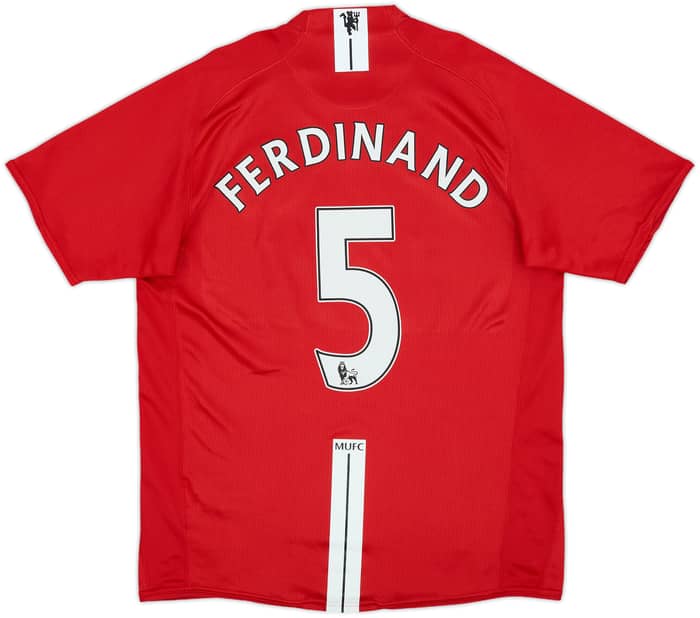 2007-09 Manchester United Home Shirt Ferdinand #5 - 8/10 - (M)