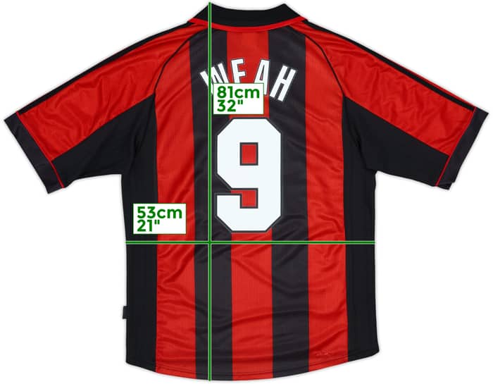 1998-00 AC Milan Home Shirt Weah #9 - 6/10 - (M)