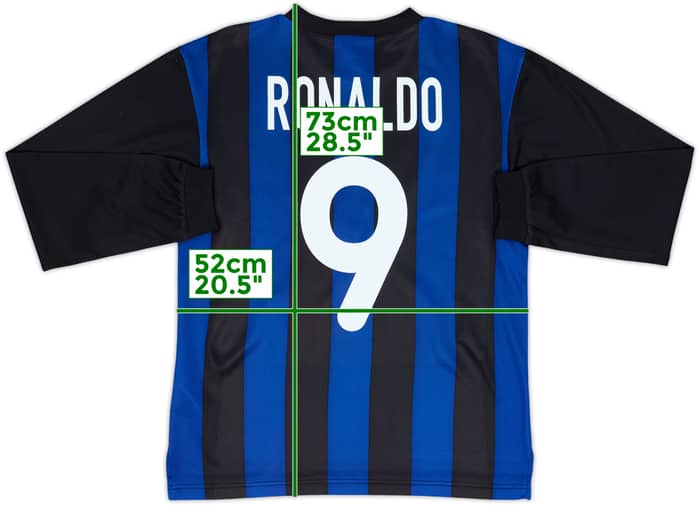 2000-01 Inter Milan Basic Home L/S Shirt Ronaldo #9 - 6/10 - (XL.Boys)