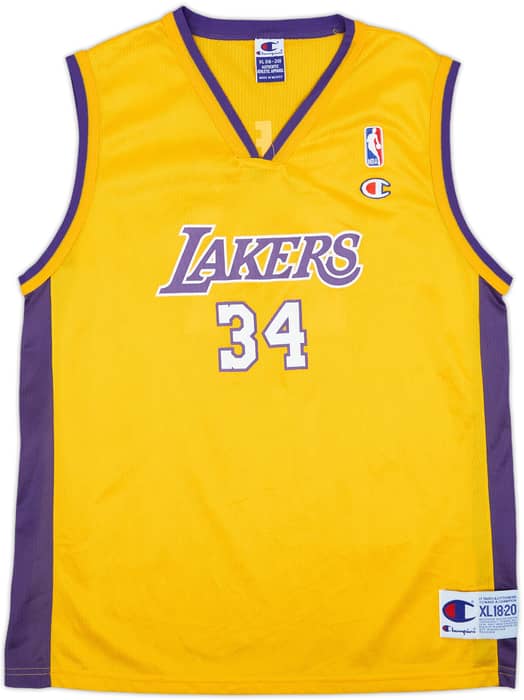 1999-02 LA Lakers O'Neal #34 Champion Home Jersey - 9/10 - (XL.Boys)