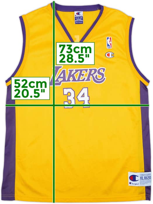 1999-02 LA Lakers O'Neal #34 Champion Home Jersey - 9/10 - (XL.Boys)