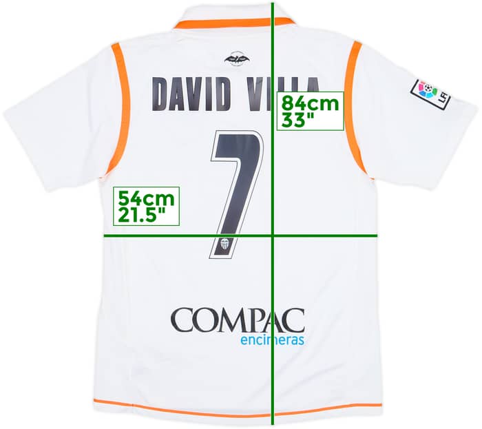 2007-08 Valencia Home Shirt David Villa #7 - 8/10 - (L)