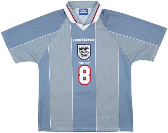1996-97 England Away Shirt Gascoigne #8 - 8/10 - (L)