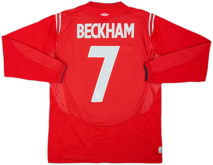 2004-06 England Away L/S Shirt Beckham #7 - 5/10 - (L)
