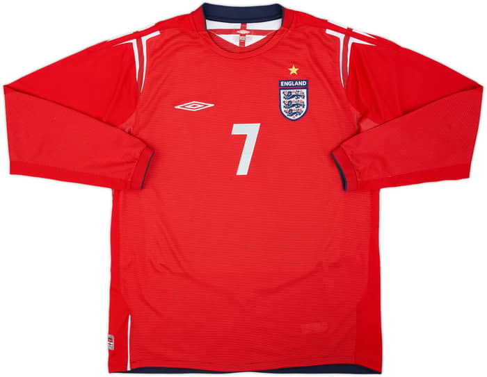2004-06 England Away L/S Shirt Beckham #7 - 5/10 - (L)