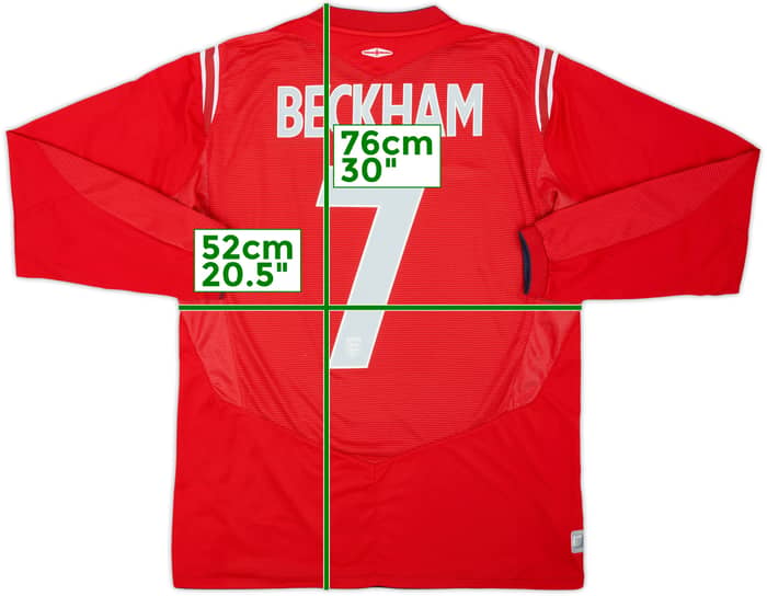 2004-06 England Away L/S Shirt Beckham #7 - 5/10 - (L)