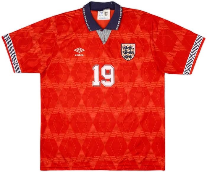 1990-93 England Away Shirt Gascoigne #19 - 8/10 - (XL)