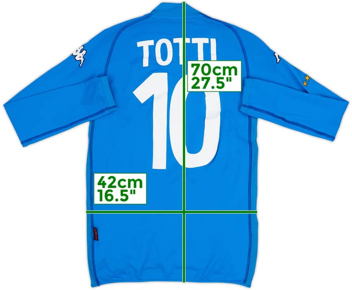 2002 Italy Home L/S Shirt Totti #10 - 6/10 - (S)