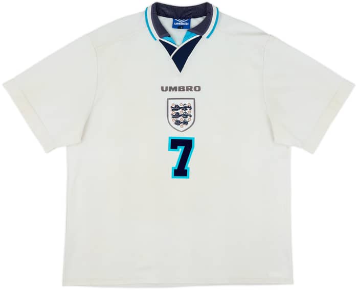 1995-97 England Home Shirt Beckham #7 - 6/10 - (XXL)