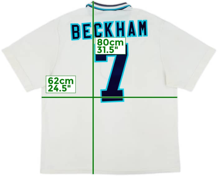 1995-97 England Home Shirt Beckham #7 - 6/10 - (XXL)
