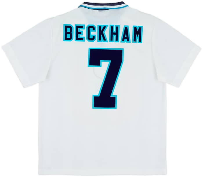 1995-97 England Home Shirt Beckham #7 - 8/10 - (L)