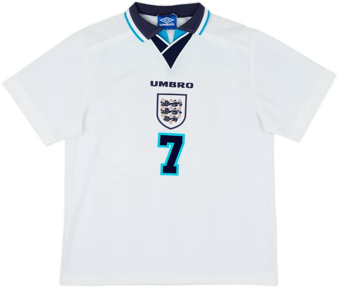 1995-97 England Home Shirt Beckham #7 - 8/10 - (L)
