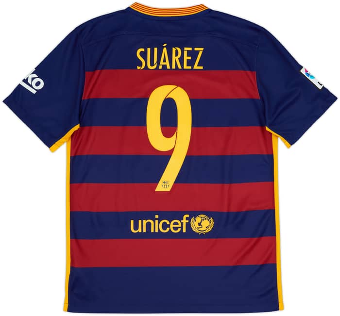 2015-16 Barcelona Home Shirt Suarez #9 - 5/10 - (M)