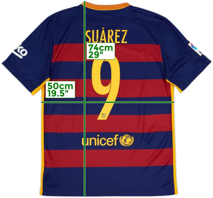2015-16 Barcelona Home Shirt Suarez #9 - 5/10 - (M)