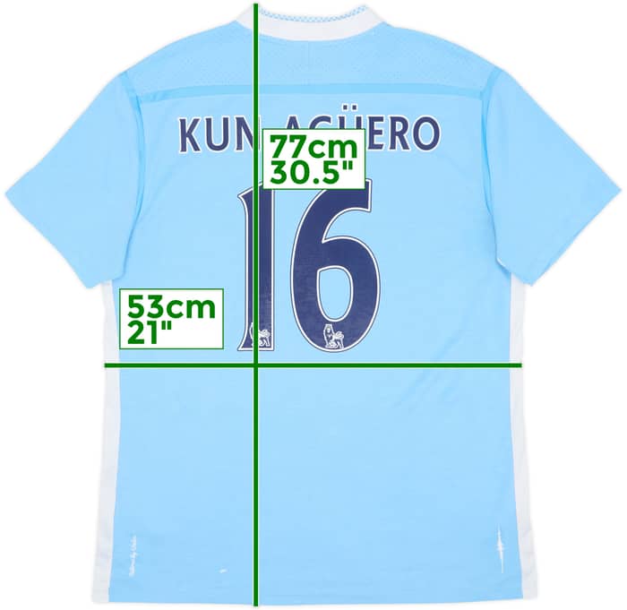 2011-12 Manchester City Home Shirt Kun Aguero #16 - 6/10 - (L)