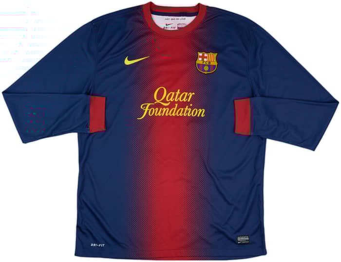 2012-13 Barcelona Match Issue Home L/S Shirt #12
