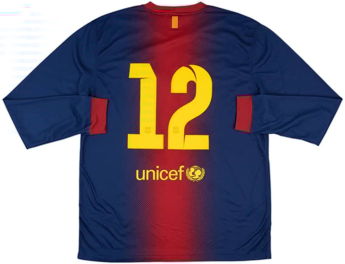 2012-13 Barcelona Match Issue Home L/S Shirt #12
