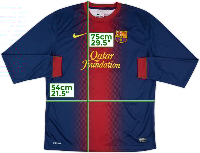 2012-13 Barcelona Match Issue Home L/S Shirt #12