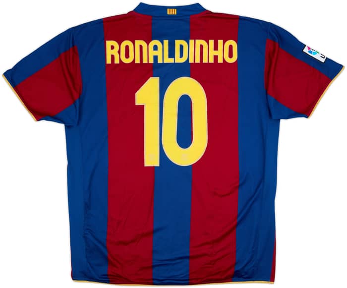 2007-08 Barcelona Home Shirt Ronaldinho #10 - 8/10 - (XXL)