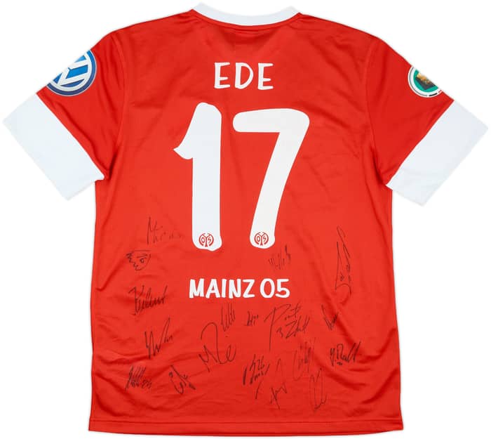 2012-13 FSV Mainz Match Issue Squad Signed DFB-Pokal Home Shirt Ede #17